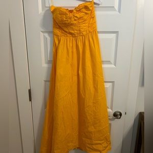 Mango strapless bodice dress, yellow/orange color, size 4, dry cleaned once
